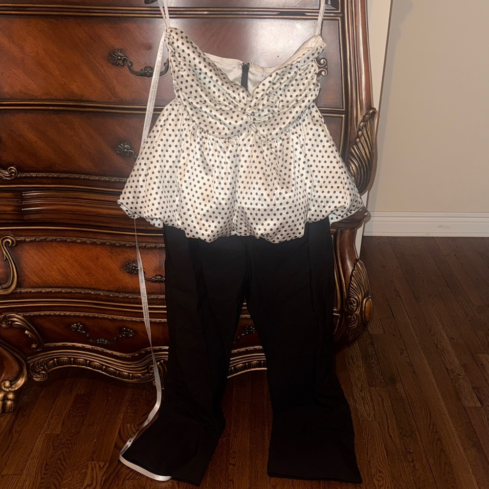 Club L London Black and White Polka Dot Jumpsuit